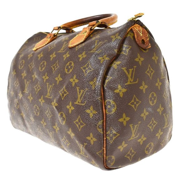 Authentic LOUIS VUITTON Speedy 30 Travel Hand Bag Monogram Leather Brown - Picture 9 of 10